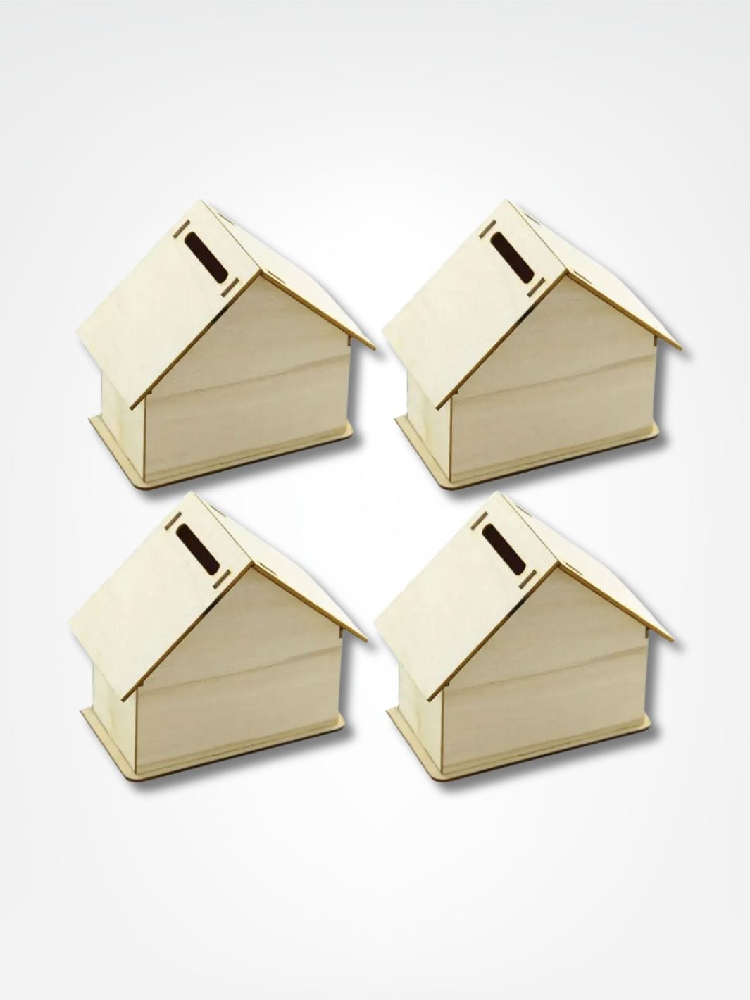 Tirelire à personnaliser <br> La maison en bois Bois clair / Pack de 4