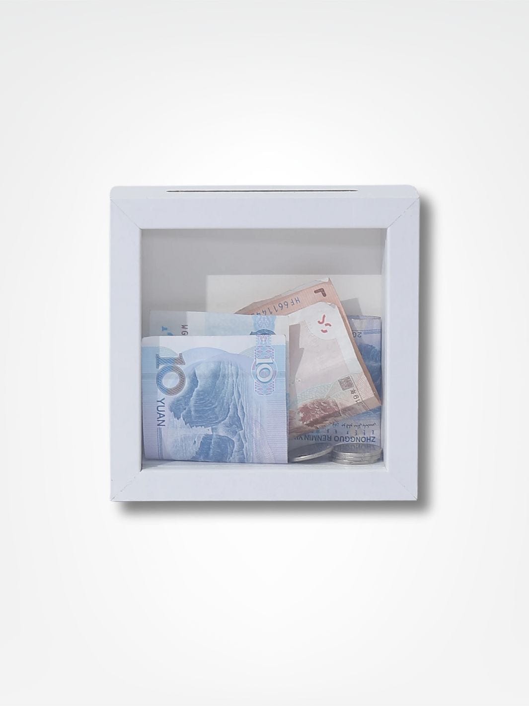 Tirelire bois transparente <br> Le cadre de décoration Bois blanc