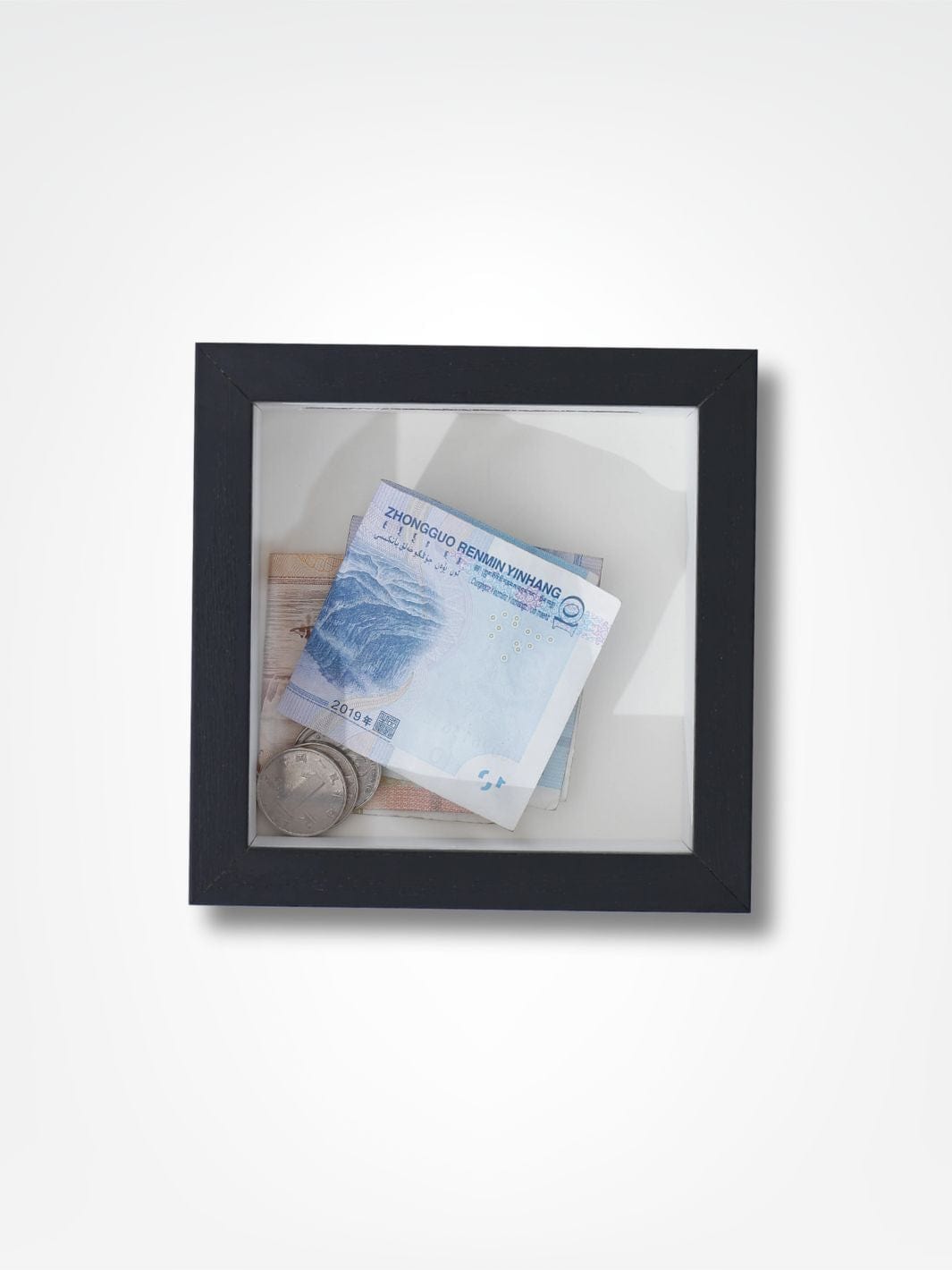Tirelire bois transparente <br> Le cadre de décoration Bois noir