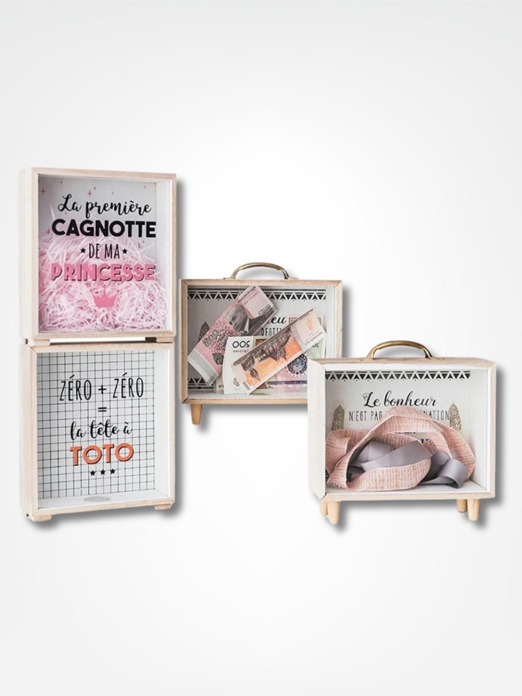 Tirelire décorative <br> La mallette en bois