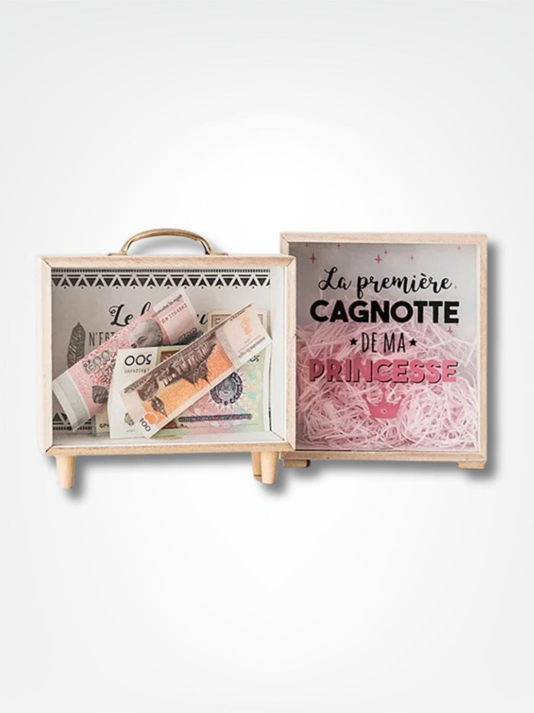 Tirelire décorative <br> La mallette en bois