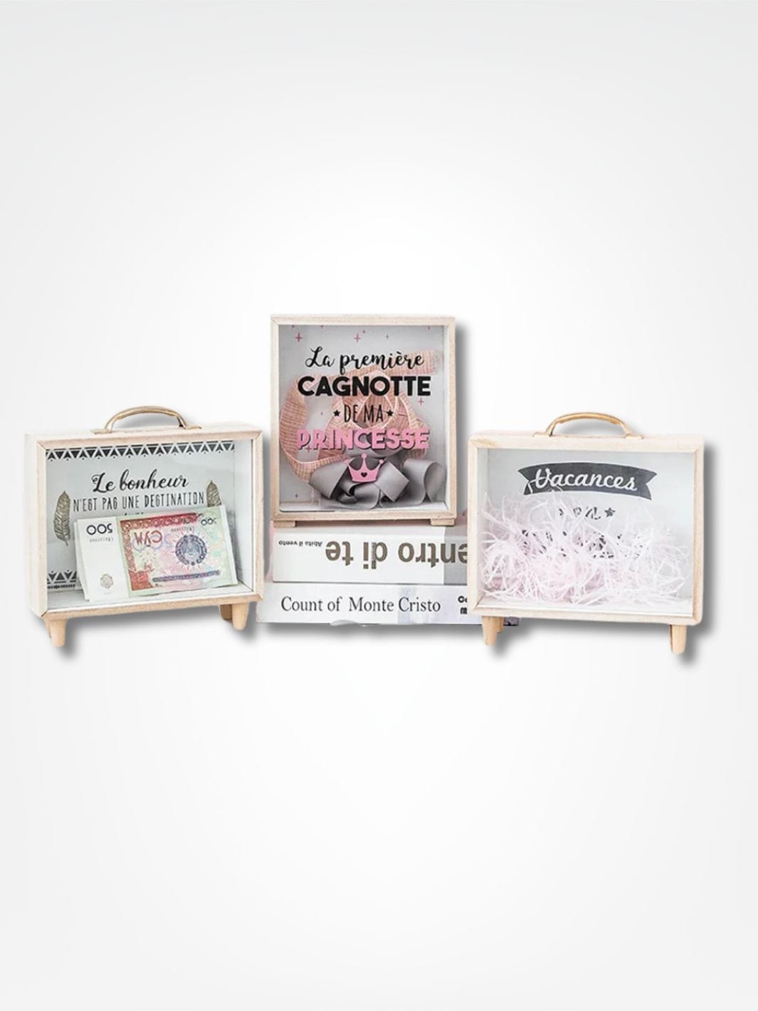Tirelire décorative <br> La mallette en bois
