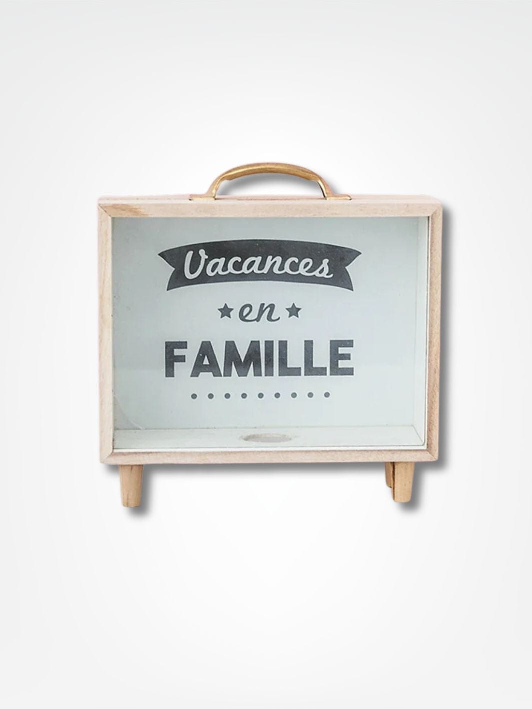 Tirelire décorative <br> La mallette en bois Bois clair / Famille