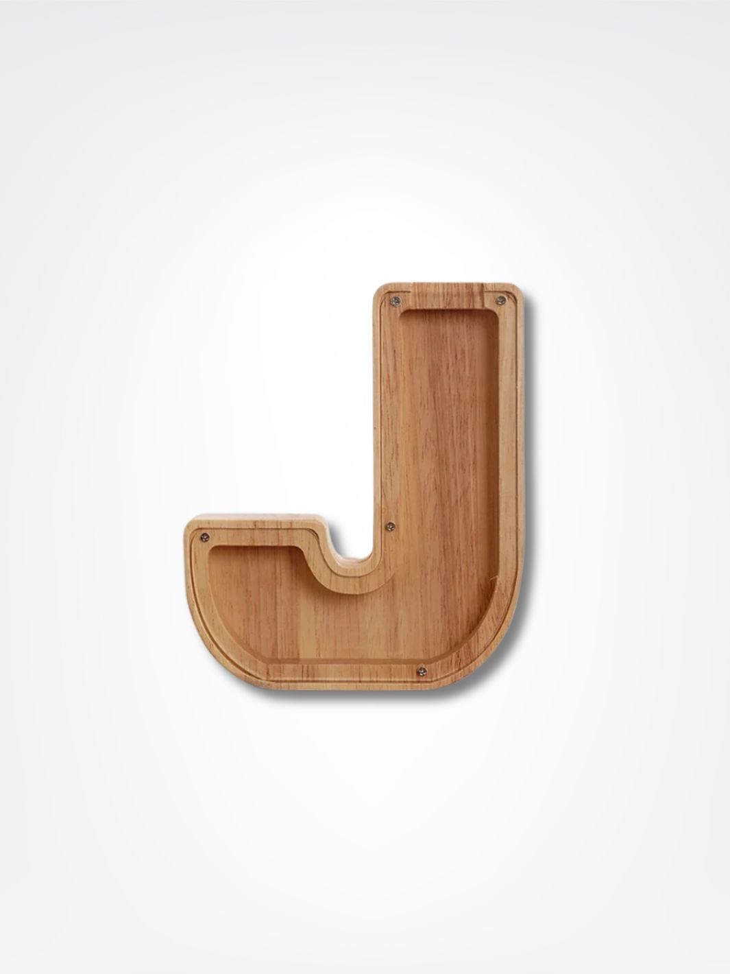 Tirelire personnalisée en bois <br> Mon initial personnalisé Bois clair / J