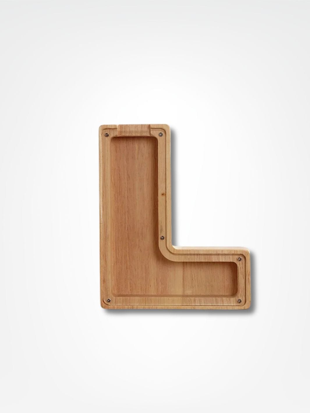 Tirelire personnalisée en bois <br> Mon initial personnalisé Bois clair / L