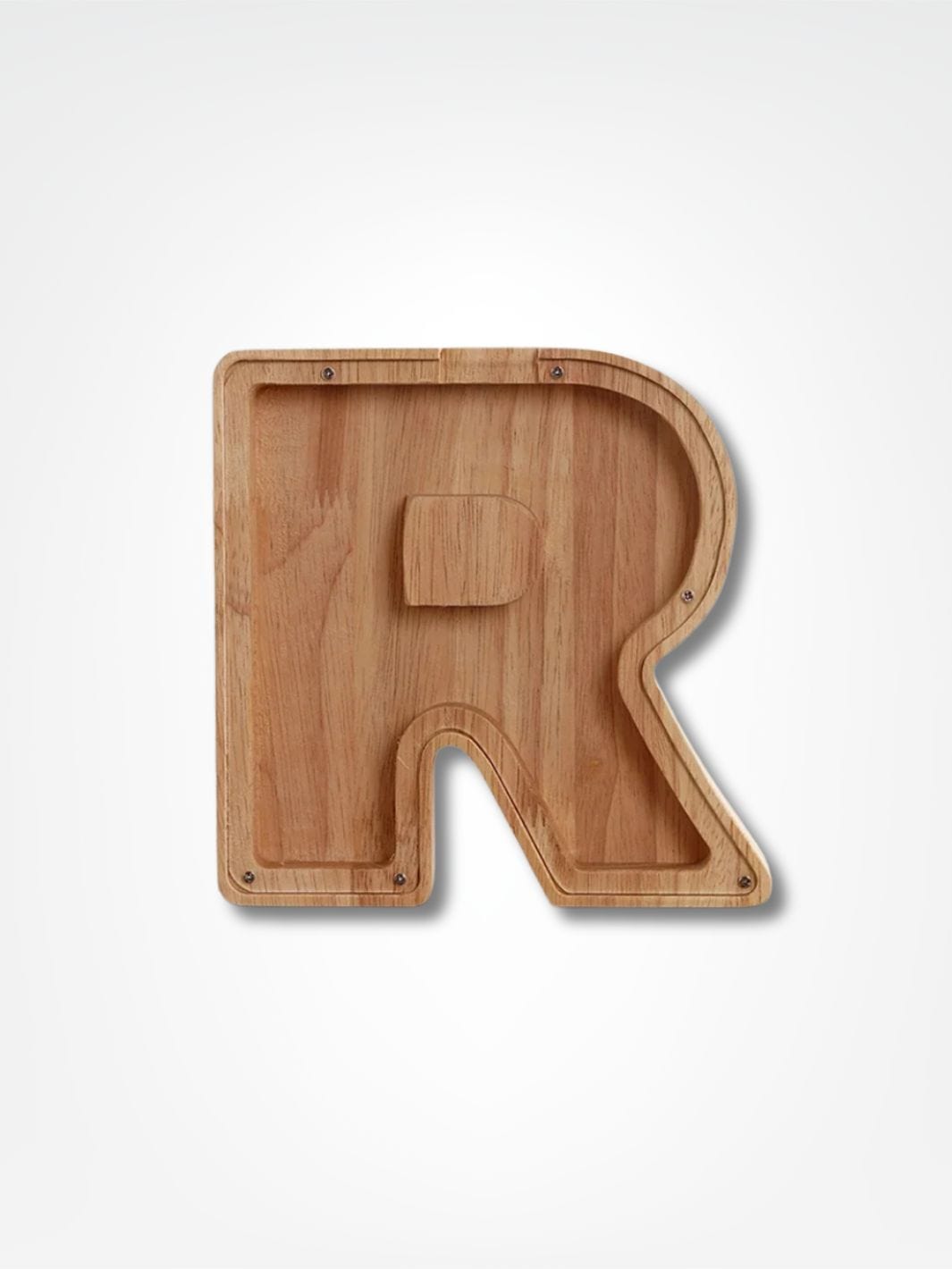 Tirelire personnalisée en bois <br> Mon initial personnalisé Bois clair / R