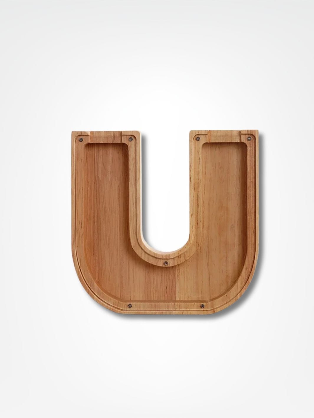 Tirelire personnalisée en bois <br> Mon initial personnalisé Bois clair / U