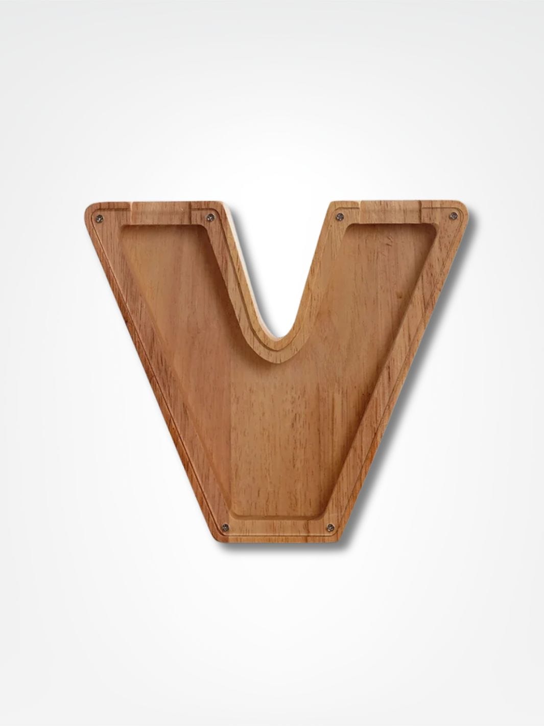 Tirelire personnalisée en bois <br> Mon initial personnalisé Bois clair / V