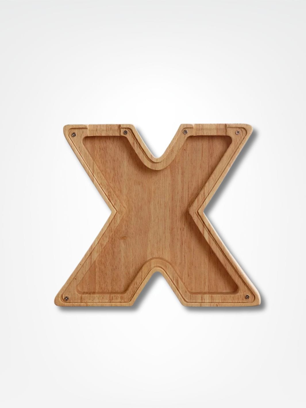 Tirelire personnalisée en bois <br> Mon initial personnalisé Bois clair / X
