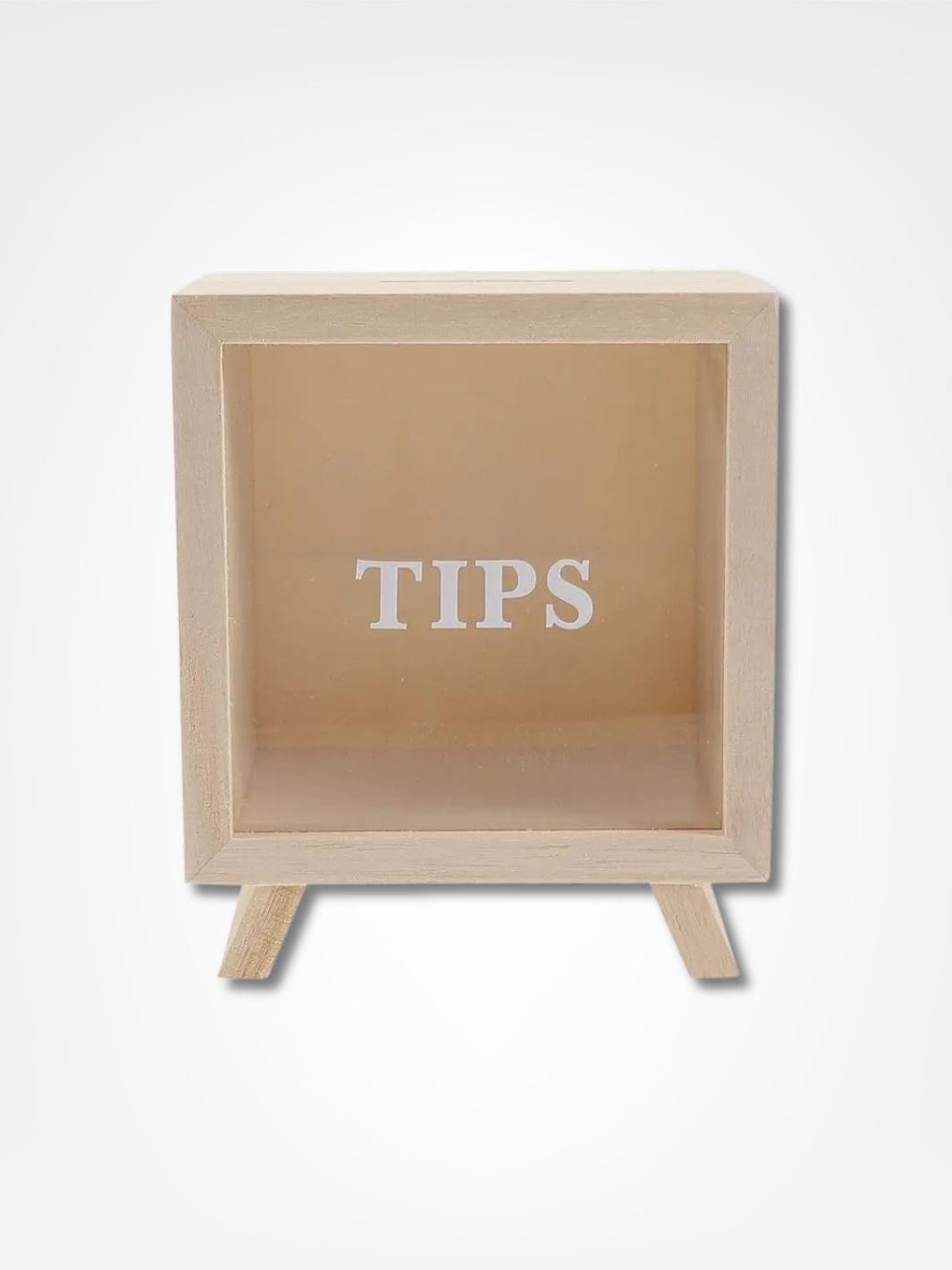 Tirelire pourboire originale <br> Le pot à tips rustique Bois clair / Tips