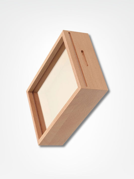 Cadre tirelire <br> Décoration et Épargne Bois clair