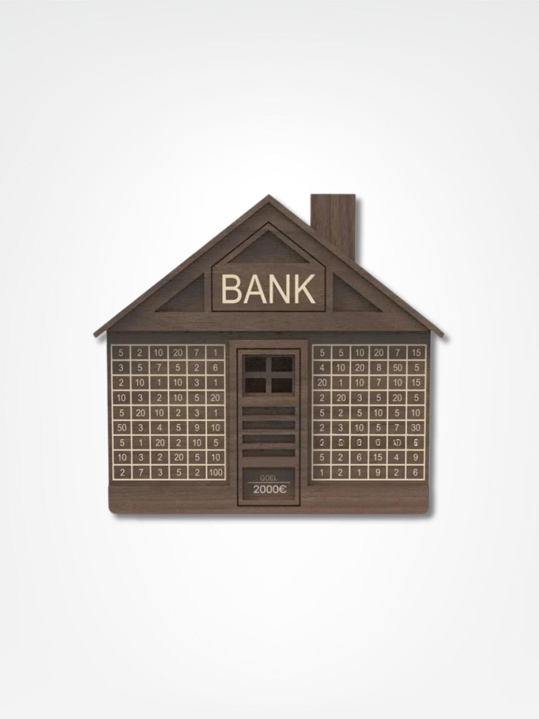 Tirelire banque <br> Le suivi d'économies Bois foncé | 2000 €