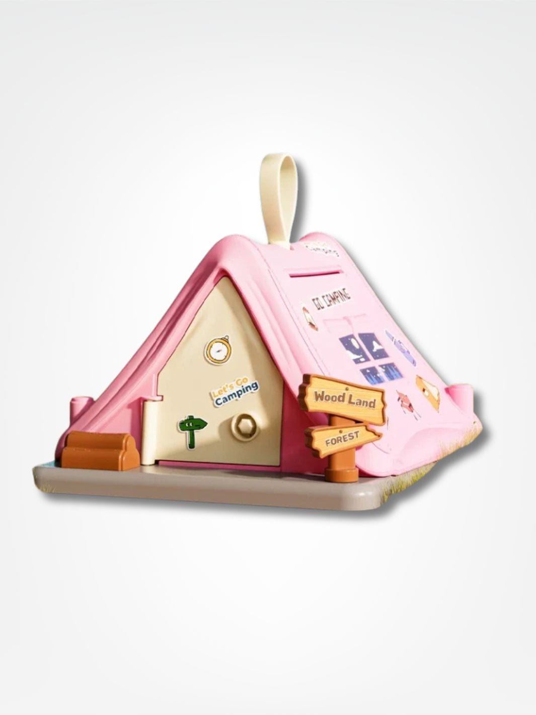 Tirelire camping <br> L’abri du petit épargnant Rose