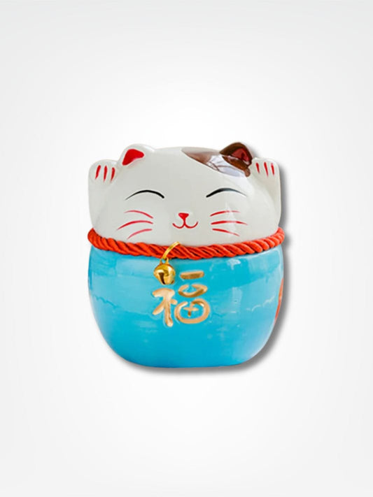 Tirelire chat japon <br> Trésor du Maneki Bleu