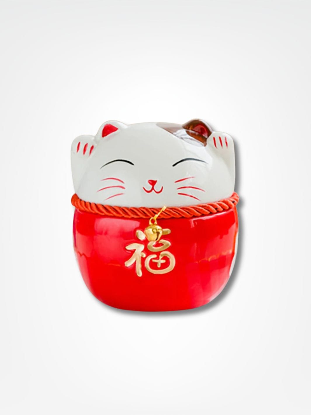 Tirelire chat japon <br> Trésor du Maneki Rouge