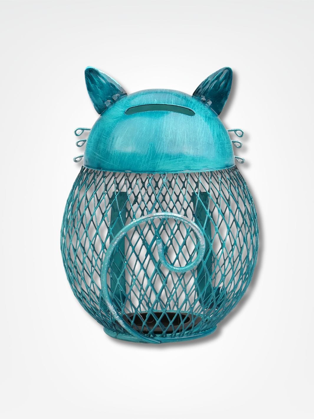 Tirelire chat métal <br> Économie Féline Bleu