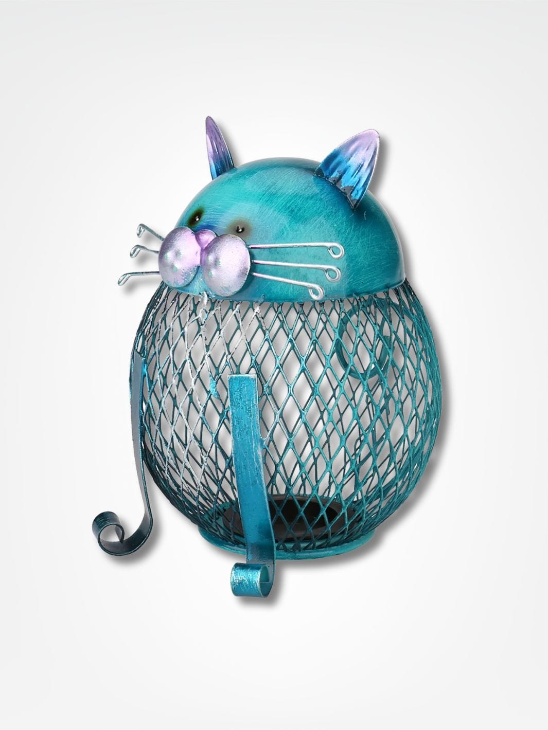 Tirelire chat métal <br> Économie Féline Bleu