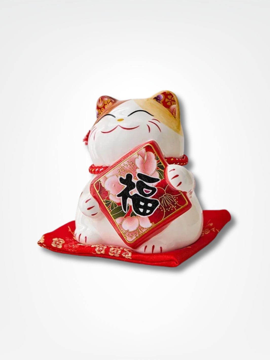 Tirelire chat porte bonheur <br> Maneki-neko de la chance Noir & Rouge