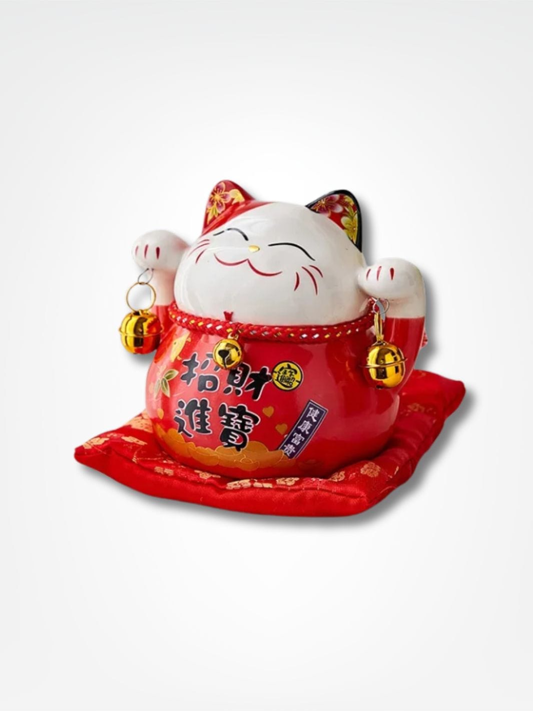 Tirelire chat porte bonheur <br> Maneki-neko de la chance Rouge Traditionnel