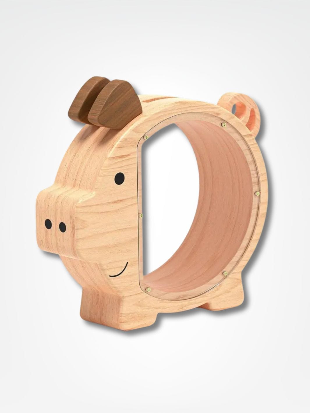 Tirelire cochon en bois <br> L'épargne visible Bois clair