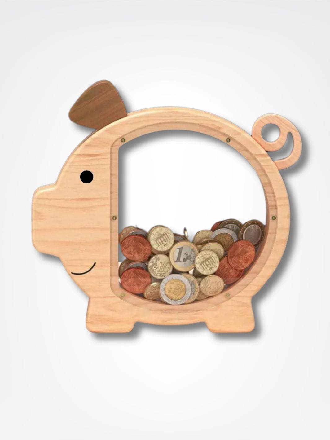 Tirelire cochon en bois <br> L'épargne visible Bois clair