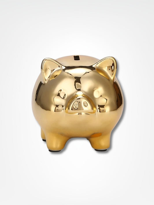 Tirelire cochon en or <br> Économies Brillantes Or