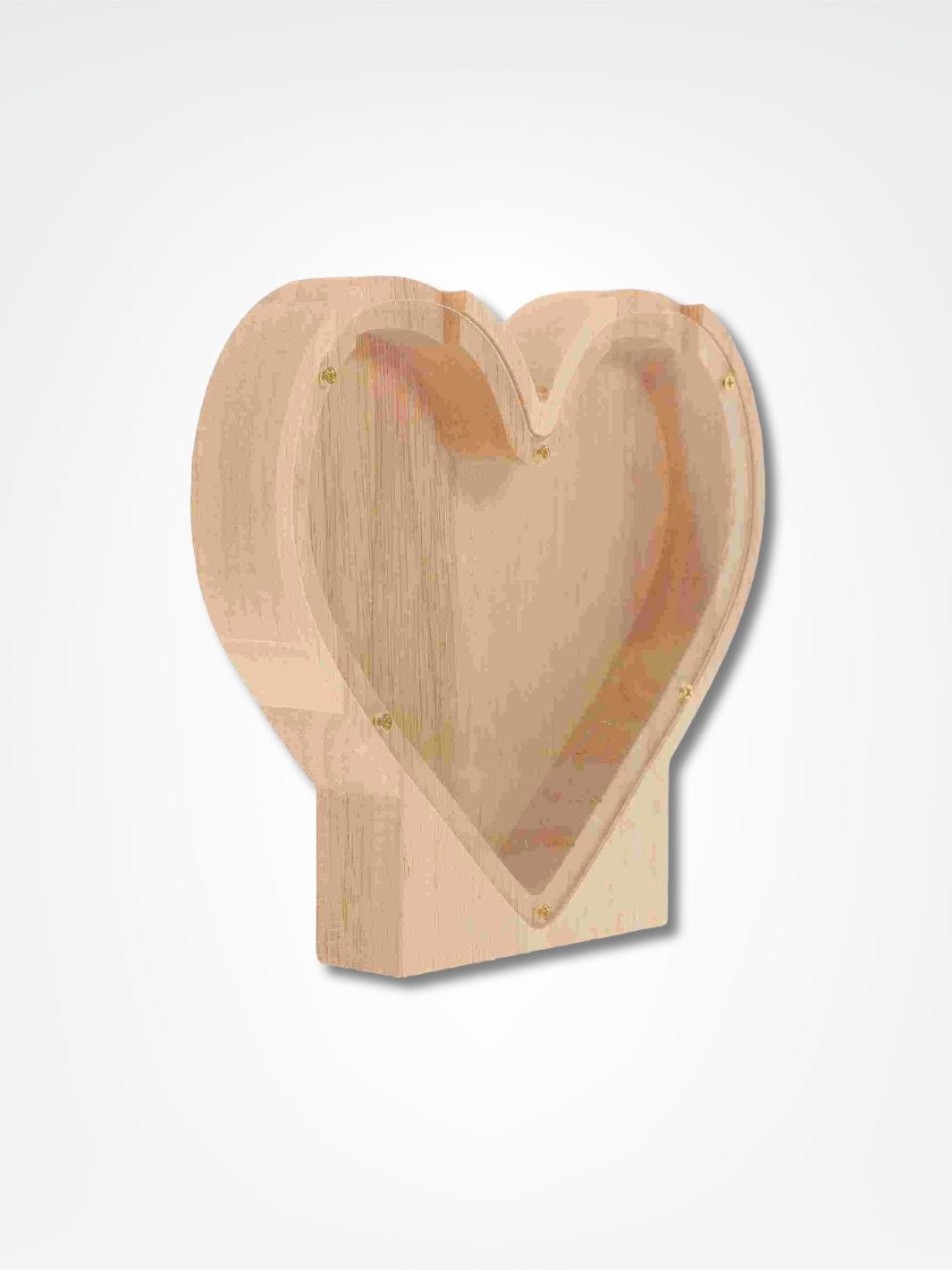 Tirelire coeur mariage <br> Cagnotte d'Amour Bois clair