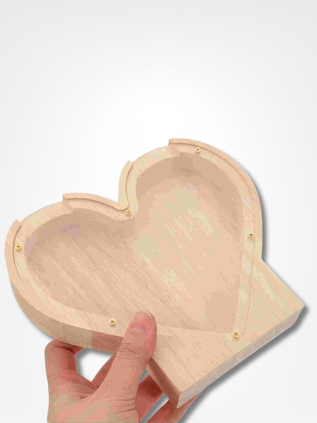 Tirelire coeur mariage <br> Cagnotte d'Amour Bois clair