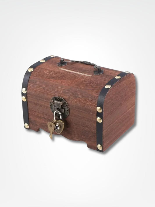 Tirelire coffre <br> Le coffre au trésor Bois foncé