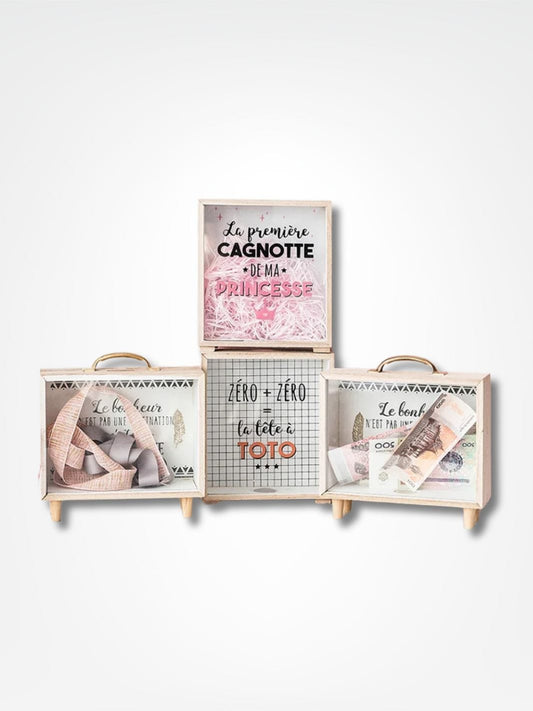Tirelire décorative <br> La mallette en bois