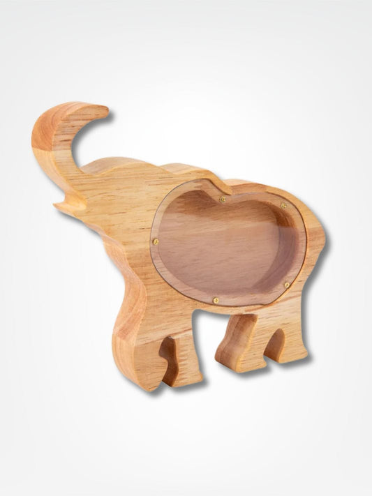 Tirelire éléphant bois <br> Artisanal & Unique Bois clair
