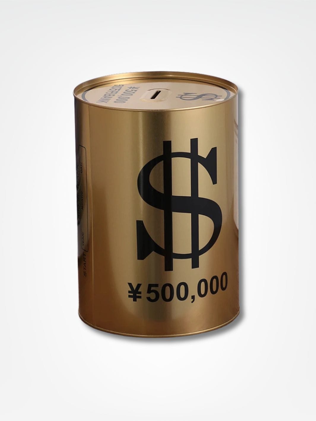 Tirelire en fer <br> Caisse de Métal Tirelire Cylindre Or | Dollar
