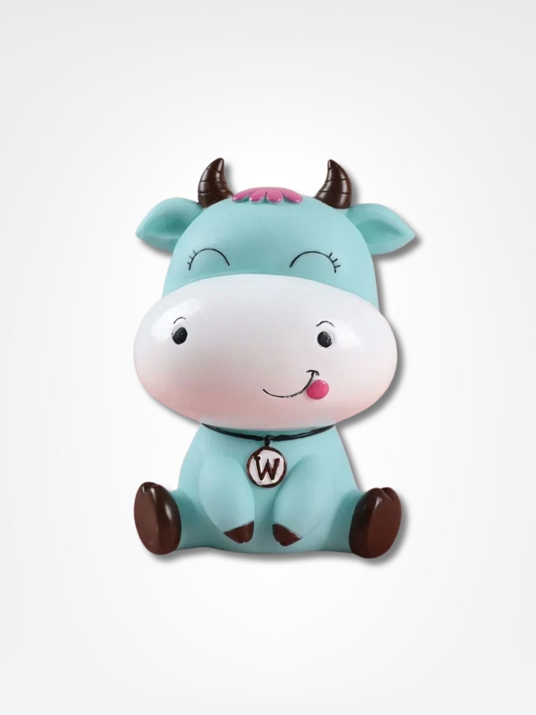 Tirelire enfant 3 ans <br> La petite vache adorable Bleu | Yeux fermés