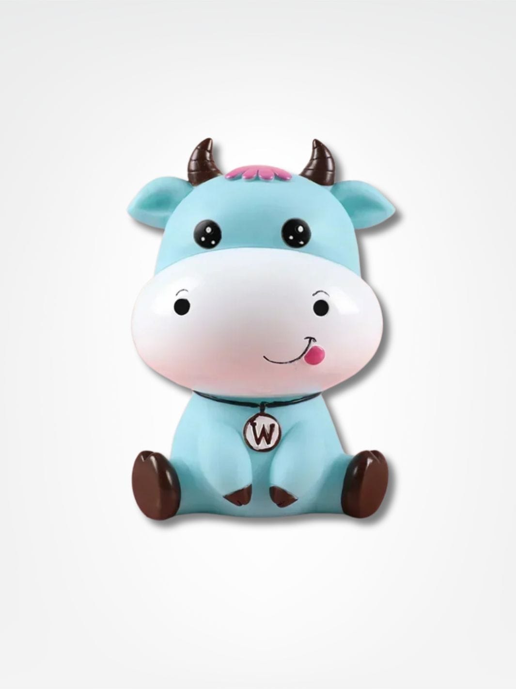 Tirelire enfant 3 ans <br> La petite vache adorable Bleu | Yeux ouverts