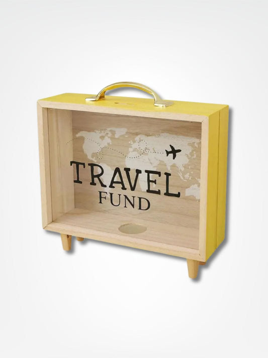 Tirelire épargne <br> Objectif Voyage Jaune