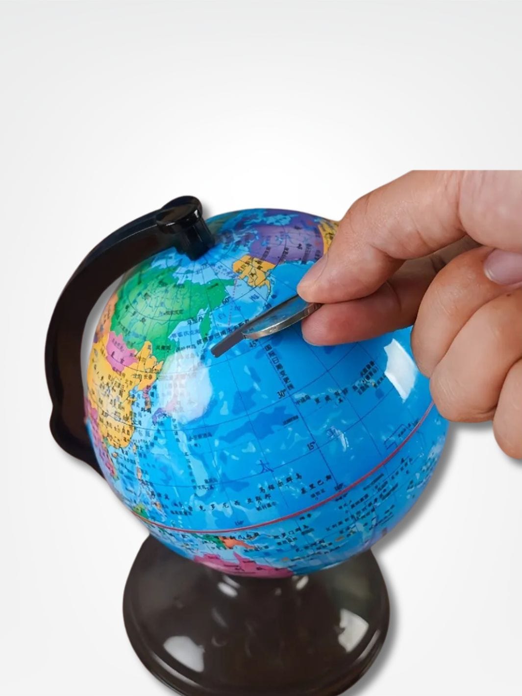 Tirelire globe terrestre <br> Économies du Monde Bleu