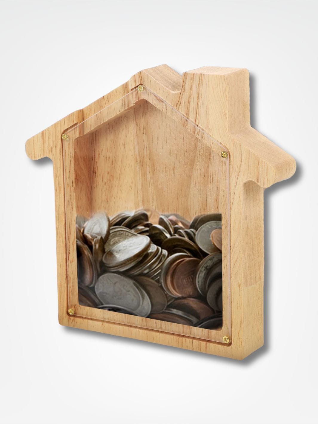 Tirelire maison en bois <br> L'économies naturelles Bois clair