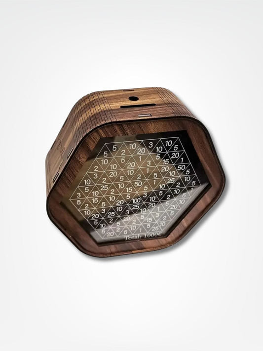 Tirelire objectif <br> L'hexagone de fortune Bois foncé