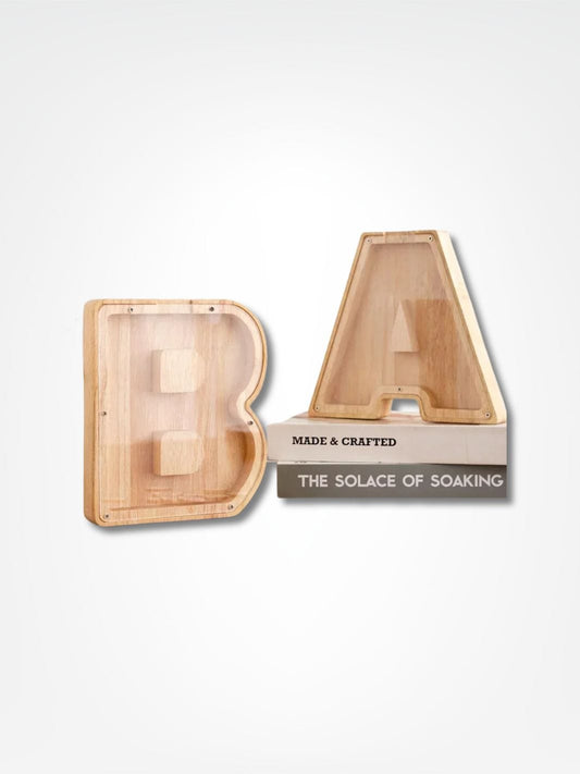 Tirelire personnalisée en bois <br> Mon initial personnalisé
