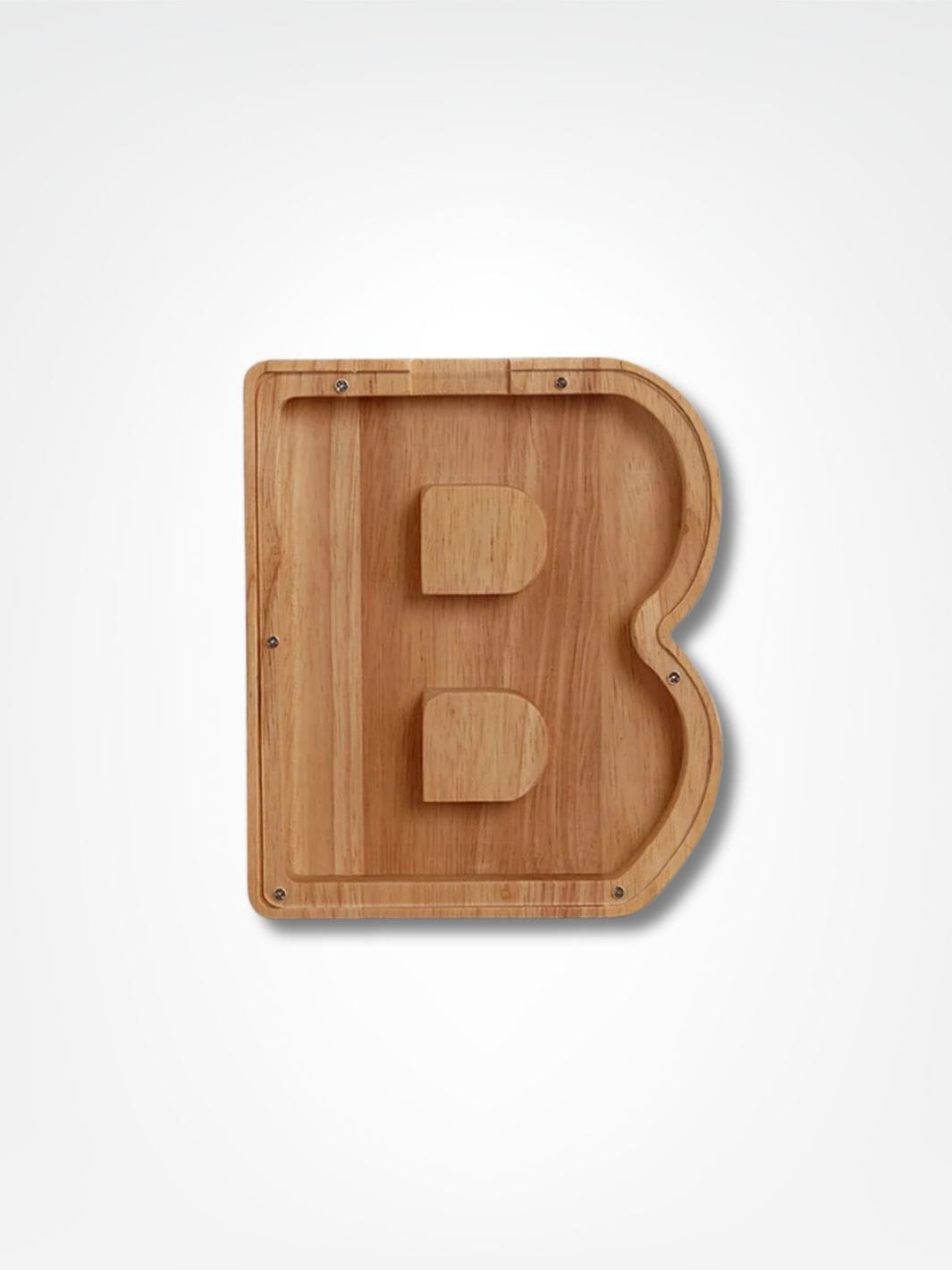 Tirelire personnalisée en bois <br> Mon initial personnalisé Bois clair / B