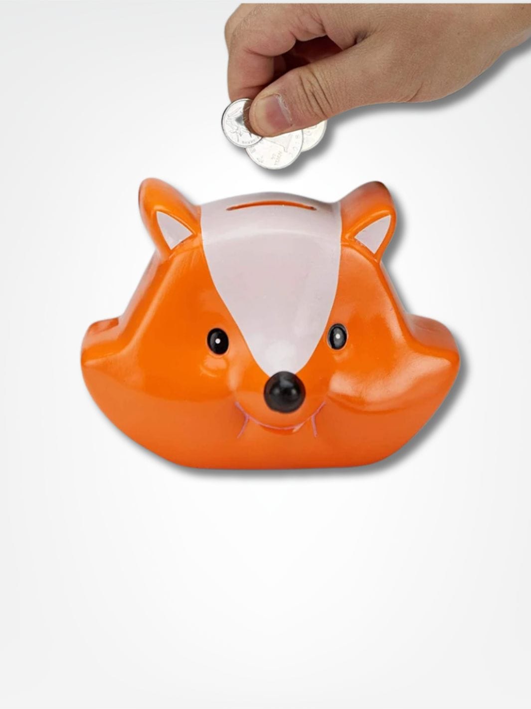 Tirelire renard céramique <br> L'esprit rusé Orange & Gris