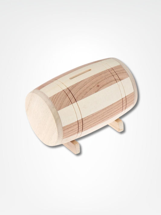 Tirelire tonneau bois <br> Le baril à pièces Bois clair